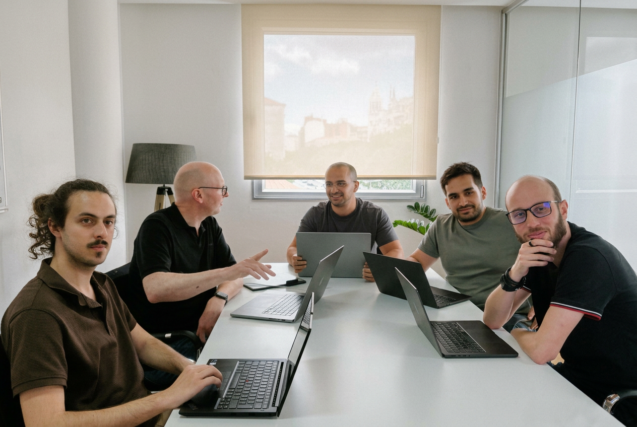 Het team van Amaii aan de vergadertafel